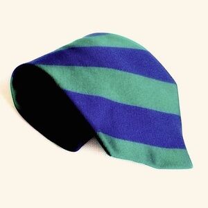 Ralph Lauren Preppy Silk Kelly Green Royal Blue Striped Tie